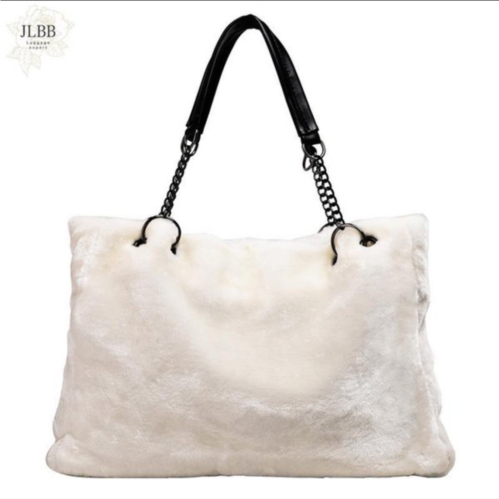 New white plush purse